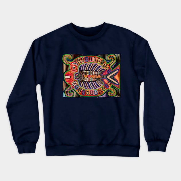 Kuna Indian Flying Fish Mola Crewneck Sweatshirt by Esprit-Mystique